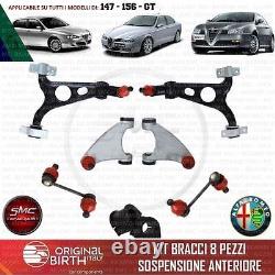 4 Bras Suspension Avant Supérieure Et Inf + 2 Tiges Caoutchoucs BIRTH Alfa 147