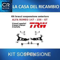 Set 4 Bras Suspension Avant Supérieure Et Inf + 2 Tiges TRW Alfa 147 156 Gt